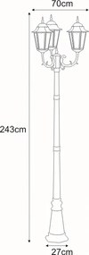 KAJA K-7006A2/3 CZARNY LOZANA Fekete Színű Kültéri Állólámpa 3xE27 15W IP44