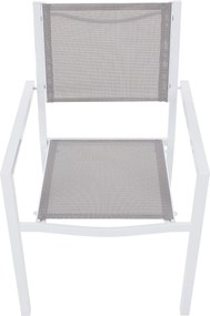 Kerti rakásolható szék, fehér acél/világosszürke, DORIO