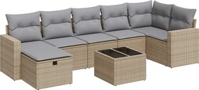 vidaXL 8 részes bézs polyrattan kerti ülőgarnitúra párnával