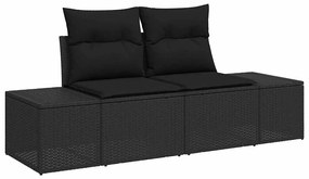 Kerti Kanapé Szett párnával 7 pcs Fekete 294 x 62 x 69 cm