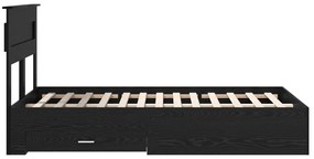 vidaXL Ágykeret fejtámlával fiókkal Fekete tölgy 120 x 190 cm Faanyag
