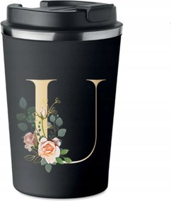 Prémium termo bögre fekete U-betűvel Kaptár monogram KT_126_cz