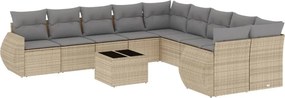 vidaXL 11 részes bézs polyrattan kerti ülőgarnitúra párnákkal