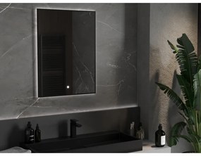 Mexen Erma, LED fürdoszobai tükör háttérvilágítással és fekete kerettel 60x80 cm, 6000K, páramentesíto, 9814-060-080-611-70
