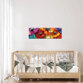 Kép - Öt színes virág (órával) (90x30 cm)