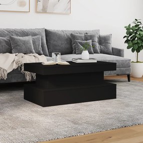 Fekete dohányzóasztal LED-lámpákkal 90x50x40 cm