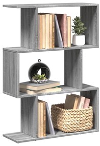 3 szintes szürke sonoma fa elválasztó könyvespolc 70x24x97 cm