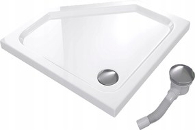 Zuhanytálca Ötszögletű 100x100 Slim Alacsony 5 CM Fehér Szifon