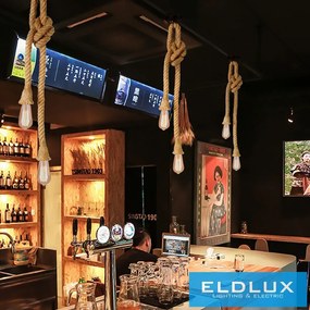 UNIVERSO Függeszték kender kötél 2xE27 max. 240V 60w 2 méter fekete