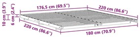 vidaXL Földi ágykeret Fehér 180 x 220 cm Tömör fenyőfa