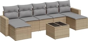 vidaXL 8 részes bézs polyrattan kerti ülőgarnitúra párnával