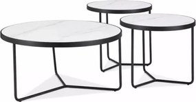 Demeter dohányzóasztal szett 80cm Fehér - Fekete