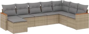 vidaXL 8 részes bézs polyrattan kerti ülőgarnitúra párnával