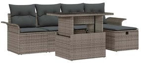 vidaXL Kerti Kanapé Szett párnával tárolóval 6 pcs Szürke Poli rattan