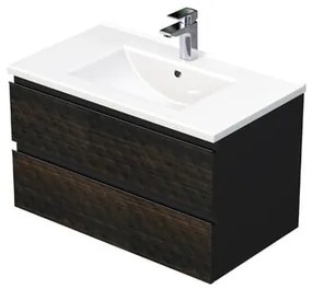 Fürdőszobaszekrény mosdóval SAT Cube Way 80x47,5x46 cm barna matt CUBE3D802ZHMOD