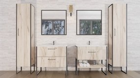 TMP IRON fürdőszobai tükör - FEKETE keret - szögletes - 100 cm