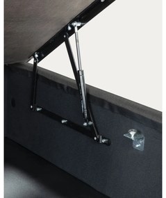 Fekete kárpitozott ágyneműtartós franciaágy 160x200 cm Matters – Kave Home