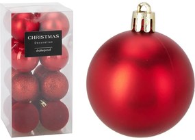 16 darabos karácsonyi díszkészlet Festive Sparkles, piros, átmérő 5 cm, műanyag