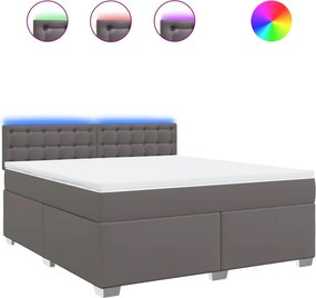 vidaXL szürke műbőr rugós ágy matraccal 180 x 200 cm