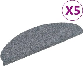 vidaXL 5 db öntapadós lépcsőszőnyeg 65 x 21 x 4 cm világosszürke félkör alakú nagy
