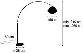 Sárgaréz ívlámpa fehér és dupla bársony zöld ernyővel - XXL