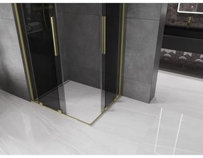 Mexen Velar Duo, zuhanykabin tolóajtóval 90 x 80 cm, 8mm szürke üveg, arany matt, 871-090-080-42-55