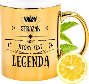 Prémium Arany Csillogó Bögre Tűzoltó Ajándék Nyomtatott Fotóval