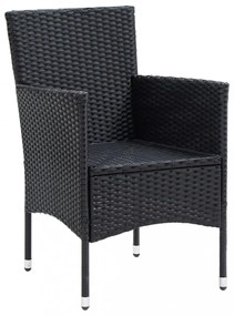 5 részes fekete polyrattan és üveg kerti étkezőgarnitúra
