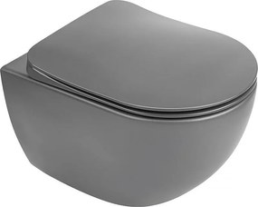 Eros ES BELLA SLIM fali WC - MATT SZÜRKE - WC ülőkével - VORTEX örvényöblítéssel - 49 cm