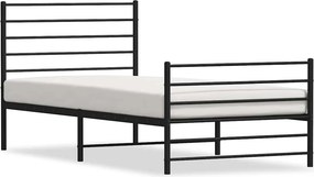 vidaXL fekete fém ágykeret fej- és lábtámlával 75 x 190 cm