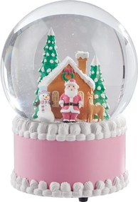 X-MAS zenélő hógömb 12cm , rózsaszín