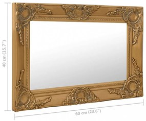 aranyszínű barokk stílusú fali tükör 60 x 40 cm