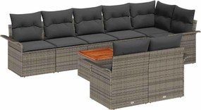 vidaXL Kerti Kanapé Szett párnával 9 pcs Szürke polirattan