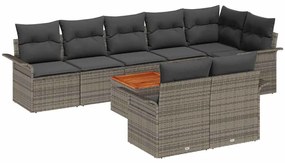 vidaXL Kerti Kanapé Szett párnával 9 pcs Szürke polirattan