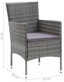 4 db szürke kerti polyrattan étkezőszék