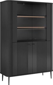 Vesper négyajtós vitrin 103 cm - fekete / fekete lábak