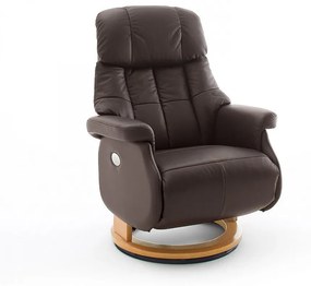 CALGARY Comfort XL Barna bőr relax fotel lábtartóval natúr lábbal