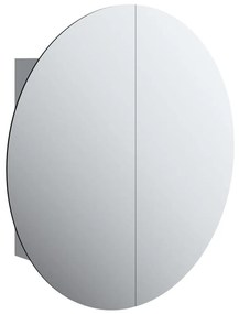 szürke fürdőszobaszekrény kerek tükörrel/LED-del 54x54x17,5 cm