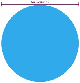 Kék napelemes kerek lebegő PE medencefólia 300 cm