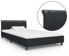 Fekete műbőr ágykeret 100 x 200 cm