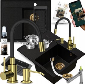 Gránit mosogató folyadék, Akkumulátorral, arany Jobbos Rekesz