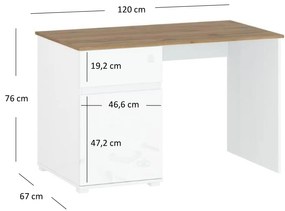 Íróasztal  Vina (fényes fehér + wotan tölgy). Akció -16%. 1053365