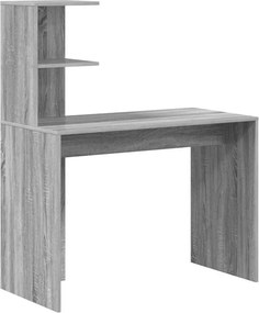 vidaXL Asztal polcokkal Szürke Sonoma 102 x 50 x 124 cm Faanyag