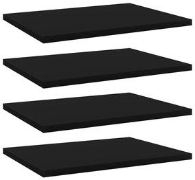 4 db fekete szerelt fa könyvespolc 40 x 30 x 1,5 cm