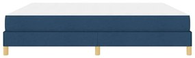 Boxrugós ágy Kék és Barna 200 x 200 cm Textil és mérnöki fa