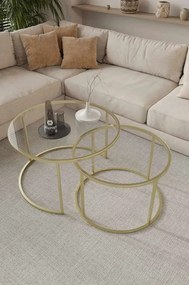 Milas üveg dohányzóasztal, arany, Ø75 cm