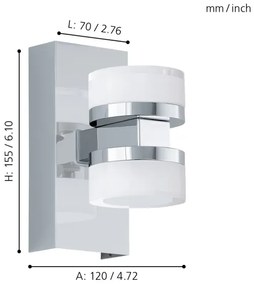 Eglo 96541-LED Dimmelhető fürdőszobai fali lámpa ROMENDO 2xLED/7,2W/ IP44