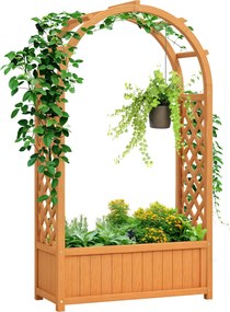 Outsunny Magaságyás Rácsos Tetővel, Facserép, Kert Rács 83x36x145cm Kert, Erkély, Terasz, Virágbox Futónövényekhez, Szőlőnövényekhez, Virágokhoz | Aos