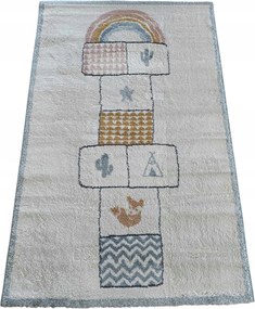 Gyerekszőnyeg 100x150cm, krémszínű mintás,puha vastag