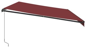 Burgundi vörös kézzel kihúzható LED-es napellenző 600 x 350 cm